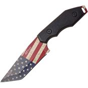MTech 2087BA American Flag Fixed Blade Knife with Black Pakka Wood Handle