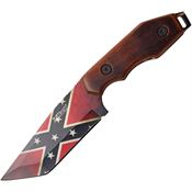 MTech 2087C Confederate Flag Fixed Blade Knife with Brown Pakka Wood Handle