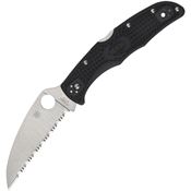 Spyderco 10FSWCBK Endura 4 Serrated VG-10 Lockback Knife Black Handles