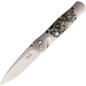 Santa Fe Stoneworks SW04 Tesoro Button Lock Knife Obsidian/Abalone/Bronze Handles