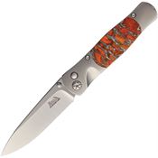 Santa Fe Stoneworks SW03 Tesoro Button Lock Knife Orange Coral Handles