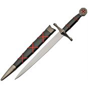 China Made 211437 Knights Templar Dagger Mirror Fixed Blade Knife Black and Red Handles