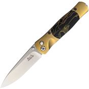 Santa Fe Stoneworks SW02 Tesoro Button Lock Knife Nobel Brass Handles