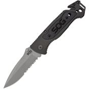 SOG FF24CP Escape Part Serrated Lockback Knife Black Handles