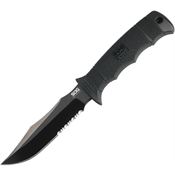 SOG E37TNCP Seal Pup Elite Serrated Black Fixed Blade Knife Black Zytel Handles