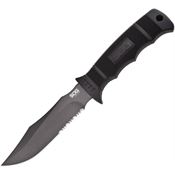 SOG M37K Seal Pup Kydex Sheath Serrated Grey Fixed Blade Knife Black Handles