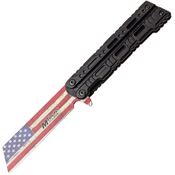 MTech A1123BK Flag Linerlock Knife Assist Open Black