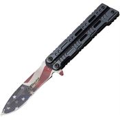 MTech A1123RBL Flag Linerlock Knife Assist Open Gray