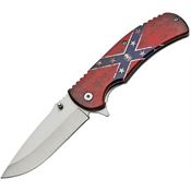 China Made 300479CF Confederate Flag Linerlock Knife Assist Open
