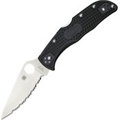 Spyderco Knives 243SBK Endela Serrated VG-10 Lockback Knife Black Handles