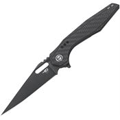 Bestech Knives 1902D Malware Black Framelock Knife Carbon Fiber Black Handles