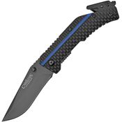 Camillus Knives 19653 Thin Blue Line Assist Open Linerlock Knife Black Handles