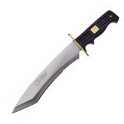 Frost Cutlery & Knives 579 Bowie Serrated Satin Fixed Blade Knife Black Handles