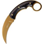 MTech Knives 2084GD Gold TiNi Fixed Blade Knife Black Polished Handles