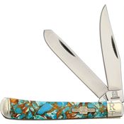 Rough Rider Knives 2001 Trapper Amber Turquoise