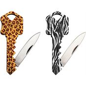 SOG Knives 00045 Jungle Key Lockback Knife Bundle Zebra/Cheetah Handles