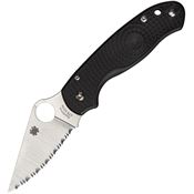 Spyderco Knives 223SBK Para 3 Compression Lock Serrated Knife Black Handles