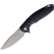 Ultra-X 214H RIPPLE D2 Stonewash Fixed Blade Knife Black Handles