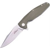 Ultra-X 210J HUGGER D2 Olive Stonewash Fixed Blade Knife OD Green Handles