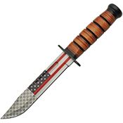 China Made 211461 Flag Combat Fighter American Flag Artwork Fixed Blade Knife Brown Handles