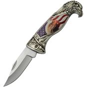 China Made 211470EG American Eagle Lockback Knife Silver Handles