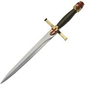 China Made 211474 Gold Crusader Dagger Satin Fixed Blade Knife Black Handles