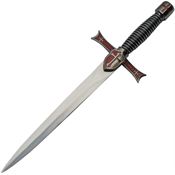 China Made 211475 Red Crusader Dagger Satin Fixed Blade Knife Black Handles