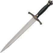 China Made 211478 Kings Crown Dagger Satin Fixed Blade Knife Black Handles