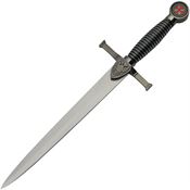 China Made 211479 Crusader Shield Dagger Satin Fixed Blade Knife Black Handles