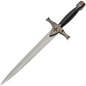 China Made 211480 Guard Crusader Dagger Satin Fixed Blade Knife Black Handles