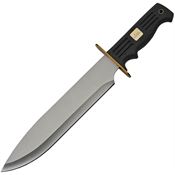 China Made 211492 Big Bad Bowie Satin Fixed Blade Knife Black Handles