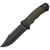 China Made 211493SB Saw Back Black Fixed Blade Knife Black and Green Handles