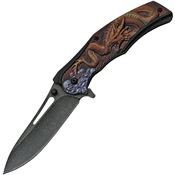 China Made 300491GD Dragon Linerlock Knife Assist Open Gold