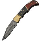 Damascus 1214 Damascus Clip Point Lockback Knife Wood/Horn Handles