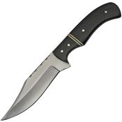 Pakistan 203411 Skinner Satin Fixed Blade Knife Horn Black Handles