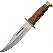 Pakistan 203412WD Bowie Wood Satin Fixed Blade Knife Walnut and Black Handles