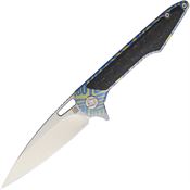 Artisan Knives 1821GSBU03 Small Archaeo Framelock Knife Blue/Gold Handles