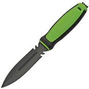 China Made 211494 Divers Black Fixed Blade Knife Green Handles