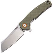 CJRB Knives 1904GNF Crag Stonewashed Linerlock Knife Green Handles