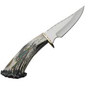 Rite Edge Knives EKB4 Skinner Mirror Fixed Blade Knife Elk Stag Turquoise Handles