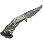 Rite Edge Knives EEKDMB4 Skinner Damascus Fixed Blade Knife Elk Stag Handles
