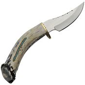 Rite Edge Knives DHB1 Skinner Mirror Fixed Blade Knife Deer Stag Turquoise Handles