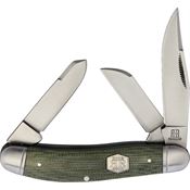Rough Rider Knives 1991 Sowbelly Green Micarta Brushed