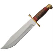 Pakistan 203414 Bowie Satin Fixed Blade Knife Stacked Handles