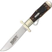 Marbles 204 Safety Bowie Style Clip Folding Knife Stag Bone Handles