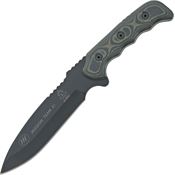 TOPS MT21 Mission Team 21 Carbon Fixed Blade Knife Green and Black Handles