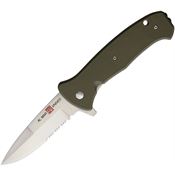 Al Mar K2211 SERE 2020 Assist Open Part Serrated Linerlock Knife OD Green Handles