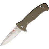 Al Mar K2215 SERE 2020 Assist Open Part Serrated Linerlock Knife Tan Handles