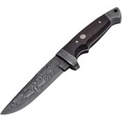 Boker 121585DAM Annv Integral Damascus Fixed Blade Knife Chestnut Handles