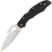 Byrd Brand 03PSBK2W Cara Cara 3 Part Serrated Lockback Knife Black Handles